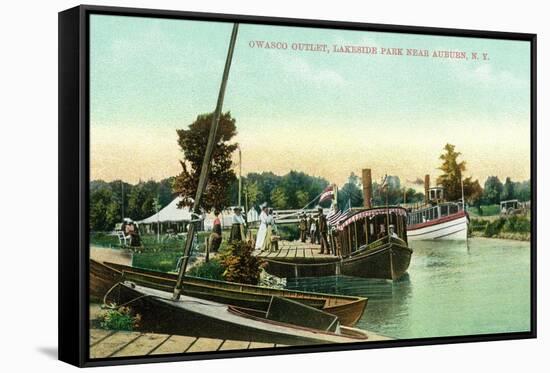 Auburn, New York - Owasco Outlet at Lakeside Park-Lantern Press-Framed Stretched Canvas