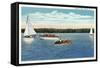 Auburn, New York - View of Sail and Motor Boats on Owasco Lake-Lantern Press-Framed Stretched Canvas