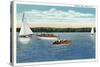 Auburn, New York - View of Sail and Motor Boats on Owasco Lake-Lantern Press-Stretched Canvas