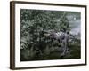 Aucasaurus Dinosaur Amongst Wollemia Trees and Onychiopsis Plants-Stocktrek Images-Framed Art Print