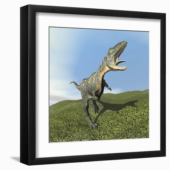 Aucasaurus Dinosaur Bellows a Loud Roar-null-Framed Art Print