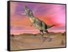 Aucasaurus Dinosaur Roaring in the Desert by Sunset-null-Framed Stretched Canvas