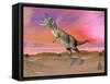 Aucasaurus Dinosaur Roaring in the Desert by Sunset-null-Framed Stretched Canvas