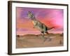 Aucasaurus Dinosaur Roaring in the Desert by Sunset-null-Framed Art Print