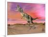 Aucasaurus Dinosaur Roaring in the Desert by Sunset-null-Framed Art Print