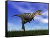 Aucasaurus Dinosaur Running in the Grass-null-Framed Stretched Canvas