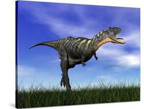 Aucasaurus Dinosaur Running in the Grass-null-Stretched Canvas