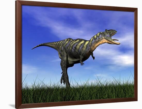 Aucasaurus Dinosaur Running in the Grass-null-Framed Art Print