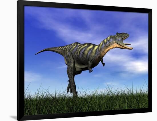 Aucasaurus Dinosaur Running in the Grass-null-Framed Art Print