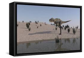 Aucasaurus Running Along the Shore-null-Framed Stretched Canvas