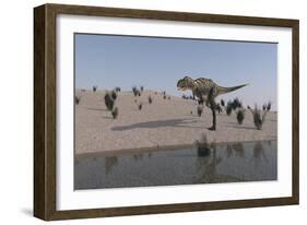 Aucasaurus Running Along the Shore-null-Framed Art Print