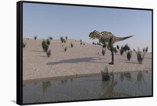 Aucasaurus Running Along the Shore-null-Framed Stretched Canvas