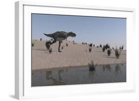 Aucasaurus Running Along the Shore-null-Framed Art Print