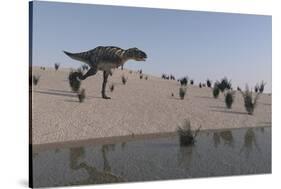 Aucasaurus Running Along the Shore-null-Stretched Canvas