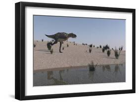 Aucasaurus Running Along the Shore-null-Framed Art Print