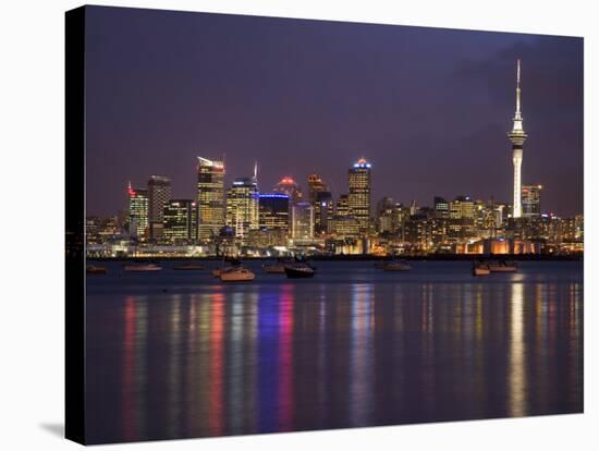 Auckland Cbd, Skytower and Waitemata Harbor, North Island, New Zealand-David Wall-Stretched Canvas