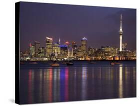 Auckland Cbd, Skytower and Waitemata Harbor, North Island, New Zealand-David Wall-Stretched Canvas