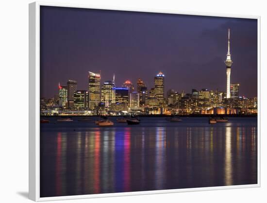 Auckland Cbd, Skytower and Waitemata Harbor, North Island, New Zealand-David Wall-Framed Photographic Print