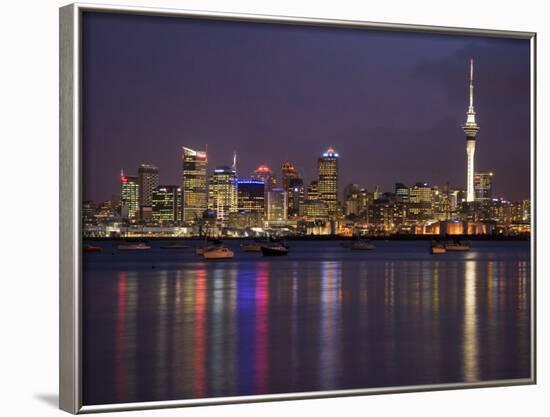 Auckland Cbd, Skytower and Waitemata Harbor, North Island, New Zealand-David Wall-Framed Photographic Print