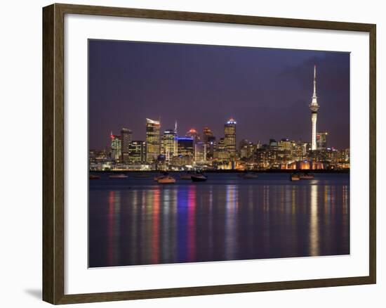 Auckland Cbd, Skytower and Waitemata Harbor, North Island, New Zealand-David Wall-Framed Photographic Print