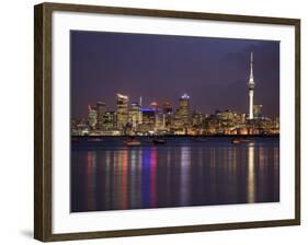 Auckland Cbd, Skytower and Waitemata Harbor, North Island, New Zealand-David Wall-Framed Photographic Print