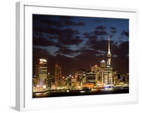 Auckland Cbd, Skytower and Waitemata Harbor, North Island, New Zealand-David Wall-Framed Photographic Print