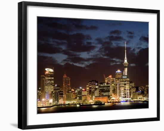 Auckland Cbd, Skytower and Waitemata Harbor, North Island, New Zealand-David Wall-Framed Photographic Print