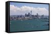 Auckland City Skyline and Auckland Harbour Seen from Devenport, North Island, New Zealand, Pacific-Matthew Williams-Ellis-Framed Stretched Canvas