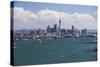 Auckland City Skyline and Auckland Harbour Seen from Devenport, North Island, New Zealand, Pacific-Matthew Williams-Ellis-Stretched Canvas