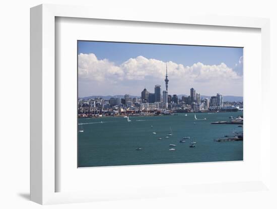 Auckland City Skyline and Auckland Harbour Seen from Devenport, North Island, New Zealand, Pacific-Matthew Williams-Ellis-Framed Photographic Print