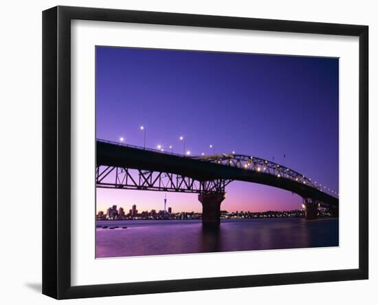 Auckland Harbour Bridge and Hauraki Gulf, Auckland, North Island, New Zealand-null-Framed Premium Photographic Print