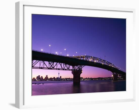 Auckland Harbour Bridge and Hauraki Gulf, Auckland, North Island, New Zealand-null-Framed Photographic Print