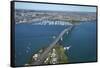 Auckland Harbour Bridge and Waitemata Harbour, Auckland, North Island, New Zealand-David Wall-Framed Stretched Canvas