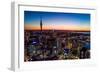 Auckland, New Zealand. The Auckland Skytower and harbor at night.-Micah Wright-Framed Photographic Print