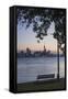 Auckland Skyline at Night Seen from Bayswater, Auckland, North Island, New Zealand, Pacific-Matthew Williams-Ellis-Framed Stretched Canvas