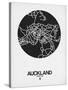 Auckland Street Map Black on White-NaxArt-Stretched Canvas