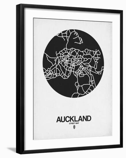 Auckland Street Map Black on White-NaxArt-Framed Art Print