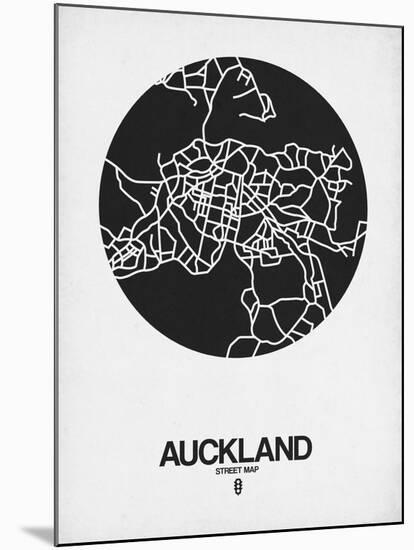 Auckland Street Map Black on White-NaxArt-Mounted Art Print