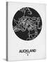 Auckland Street Map Black on White-NaxArt-Stretched Canvas