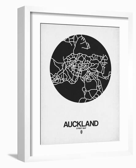 Auckland Street Map Black on White-NaxArt-Framed Art Print