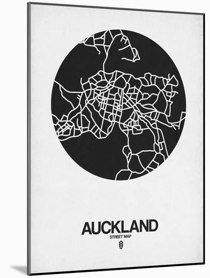 Auckland Street Map Black on White-NaxArt-Mounted Art Print