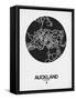Auckland Street Map Black on White-NaxArt-Framed Stretched Canvas
