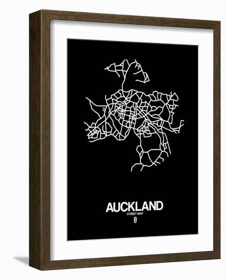 Auckland Street Map Black-NaxArt-Framed Art Print