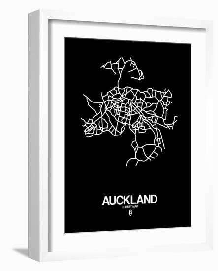 Auckland Street Map Black-NaxArt-Framed Art Print