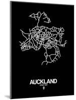 Auckland Street Map Black-NaxArt-Mounted Art Print