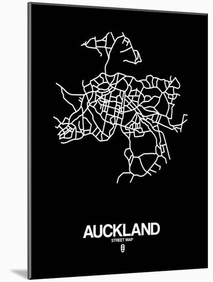 Auckland Street Map Black-NaxArt-Mounted Art Print