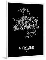 Auckland Street Map Black-NaxArt-Framed Art Print