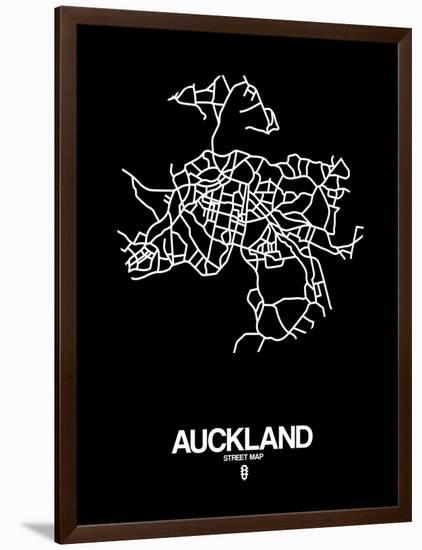 Auckland Street Map Black-NaxArt-Framed Art Print