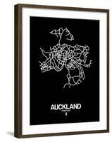 Auckland Street Map Black-NaxArt-Framed Art Print