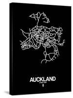 Auckland Street Map Black-NaxArt-Stretched Canvas